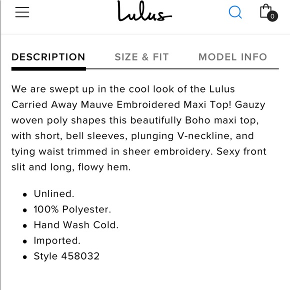 Carried Away Mauve Embroidered Maxi Top XS - Picture 7 of 7